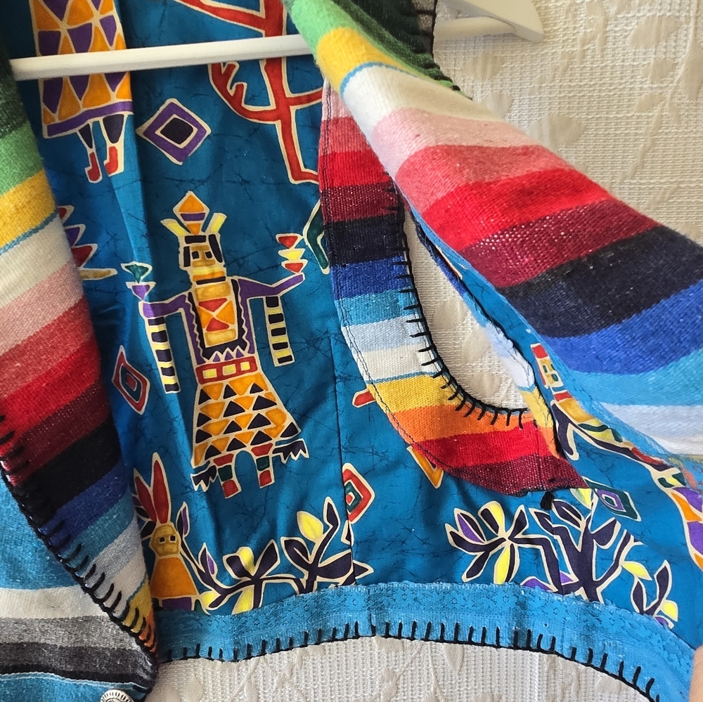 Handmade Vintage Native Patterned Wool Vest, Size XS/S - Picture 3 of 7